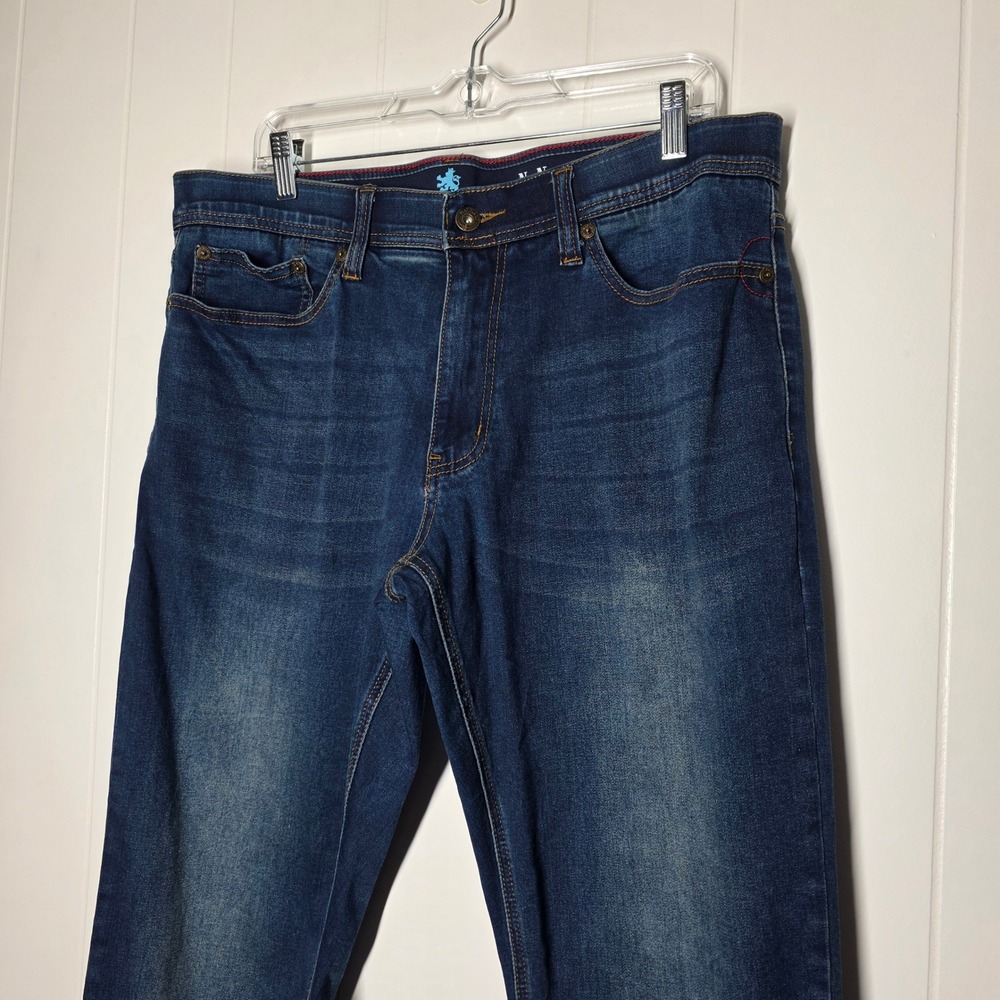Nat Nast Mens Straight Leg Stretch Denim Jeans Dark Wash Blue W36 L30 - Picture 9 of 12